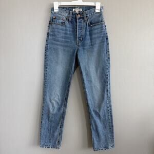 Rivet & Thread High Rise Straight Leg Jeans Size 24 X 26 Style AK805 Button Fly